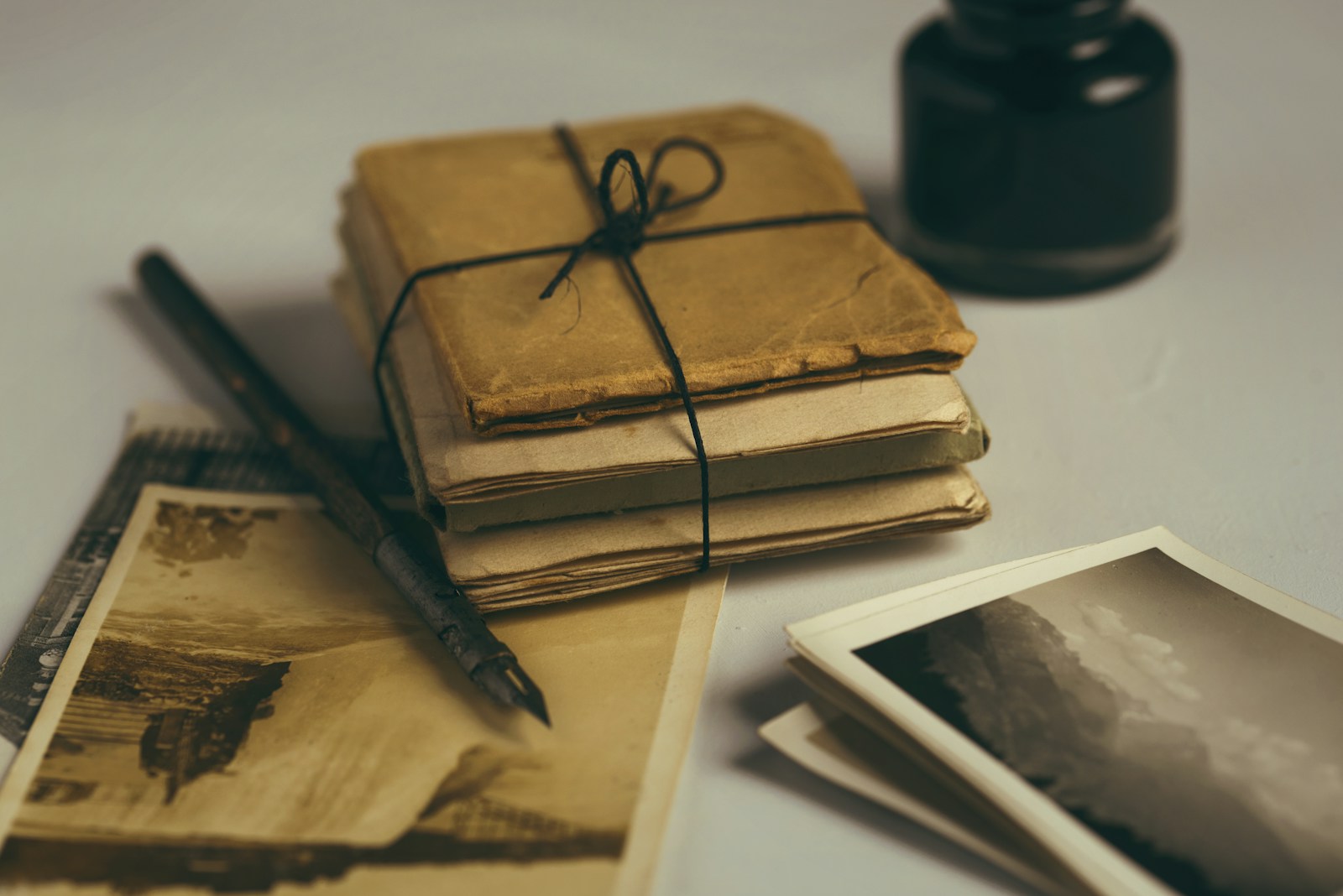 Paper and pen on a writing table
