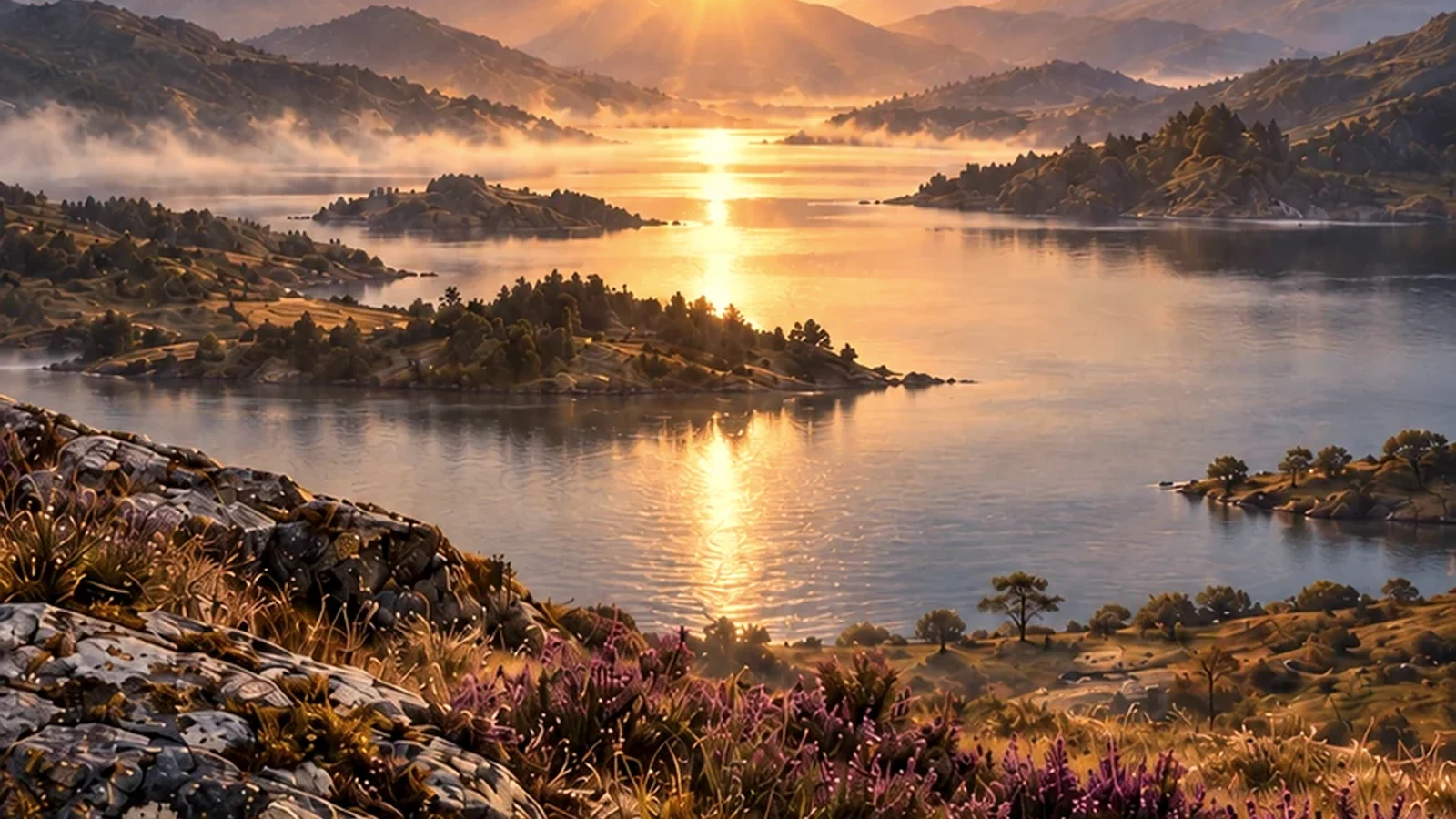 A wide landscape beneath an open sky