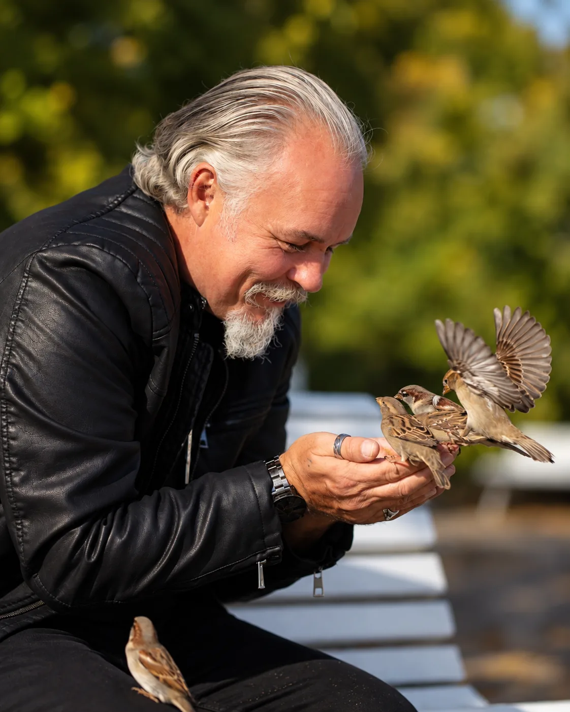 Martin Rothery enjoying a quiet moment with birds